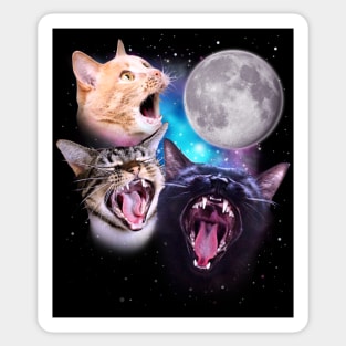 Three Cats Howl at the Moon Sticker